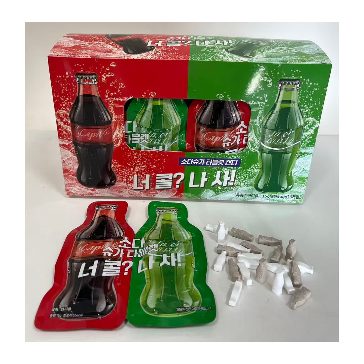 음료병 모양 타블렛 캔디 제품 구성 · 원본 사진